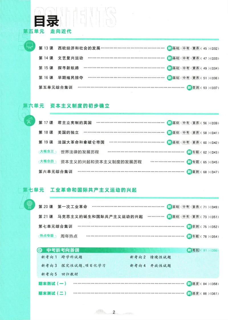 2025版《初中必刷题》历史RJ9上_初中全科电子版试卷练习试题_25初中必刷题_2025版《初中必刷题》历史RJ9上