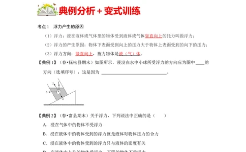 10.1浮力（原卷版）_初中全科电子版试卷练习试题_物理_8年级下册物理试题_人教版物理八年级下课时练习（045份）_课时练习第1套20份