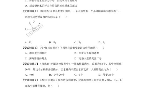 10.1浮力（原卷版）_初中全科电子版试卷练习试题_物理_8年级下册物理试题_人教版物理八年级下课时练习（045份）_课时练习第1套20份