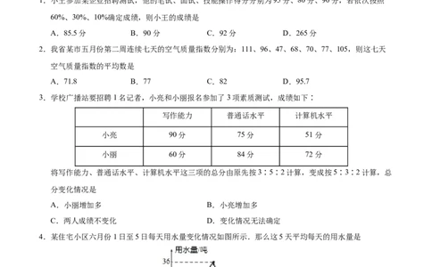 20.1.1平均数-八年级数学人教版（原卷版）_初中全科电子版试卷练习试题_数学_8下初中人教版数学练习、试卷_人教数学八年级下课时练习（070份）