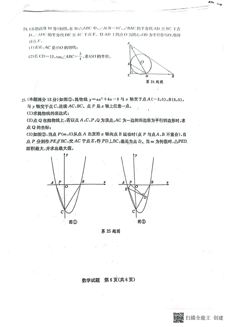 2023山东聊城数学试卷(PDF版)_山东历年中考真题_山东省历年中考真题2013~2024_初中数学历年真题（2013-2024）