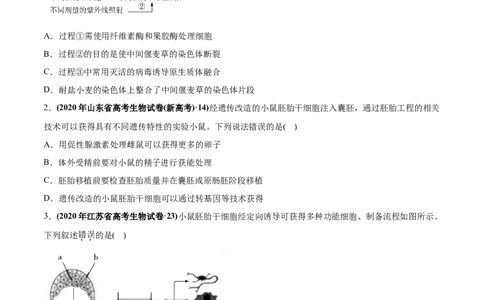 专题20现代生物科技专题-2020年高考真题和模拟题生物分项汇编（学生版）_新高考复习资料_2022年新高考复习资料_2022年一轮复习最新版_1.2022年高考生物一轮复习全国通用版