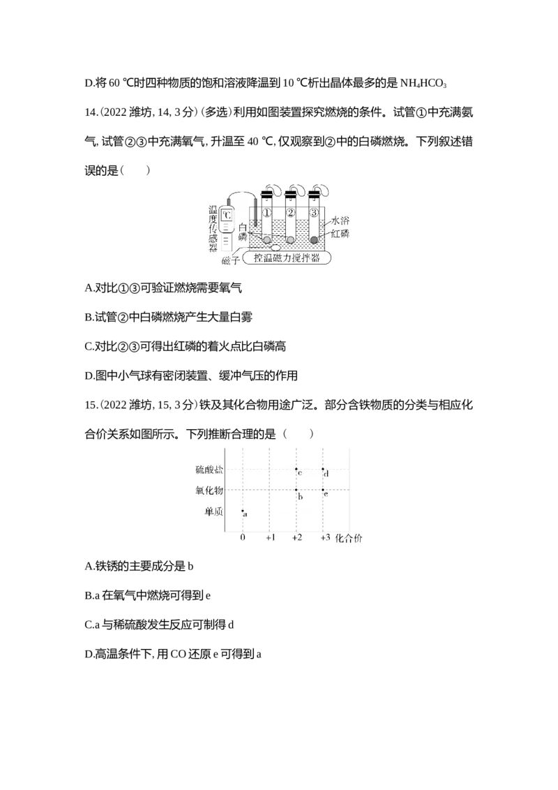 2022潍坊化学试卷+答案+解析(word整理版)_山东历年中考真题_山东省历年中考真题2013~2024_初中化学历年真题（2013-2024）