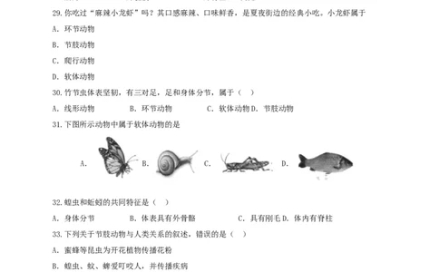专练01（选择题45题）-八年级生物上册期中考点必杀题（人教版）（原卷版）_初中全科电子版试卷练习试题_生物_生物8上练习_人教生物8年级上专项练习23份