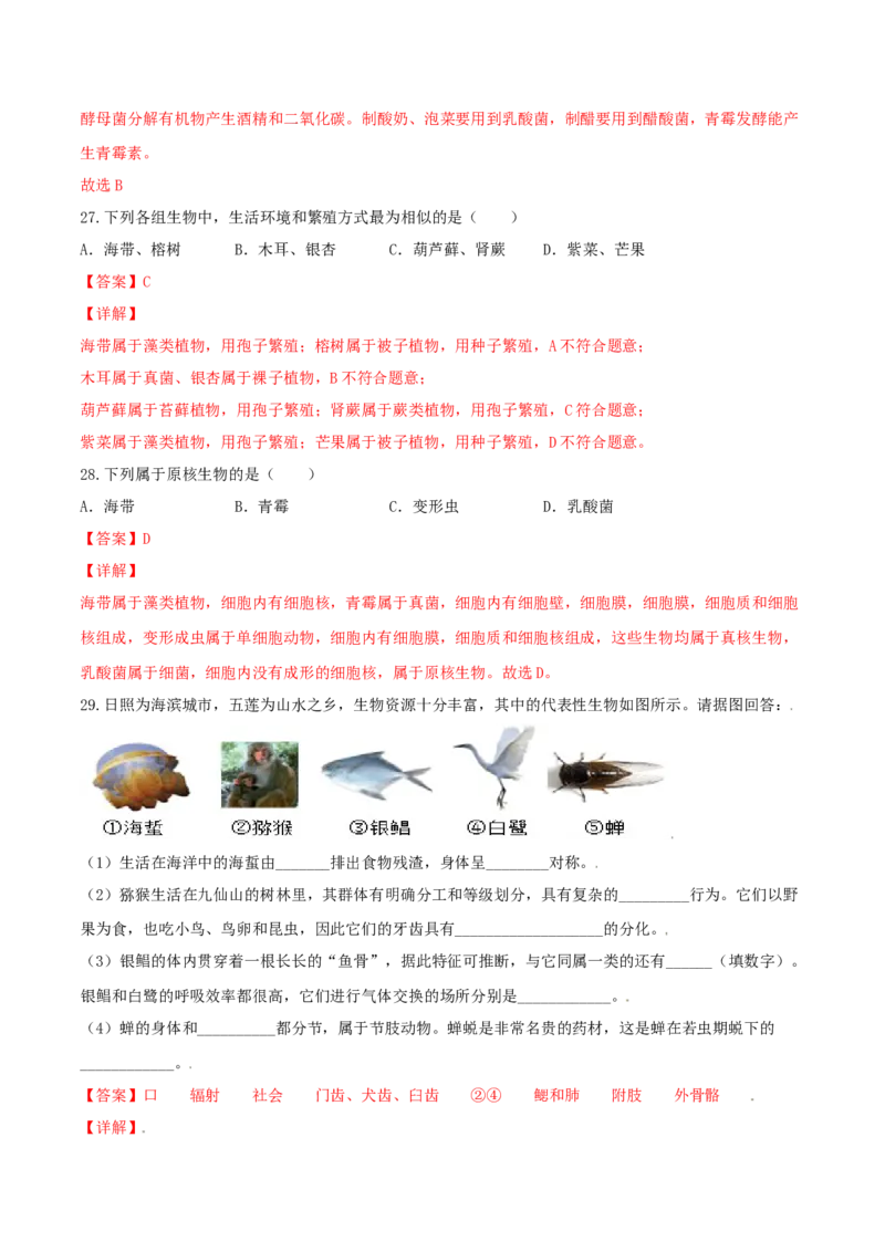 专题07高分突破-（人教版）（解析版）_初中全科电子版试卷练习试题_生物_生物8上练习_人教生物8年级上专项练习23份_第1套八年级生物上册专项（人教版）09份