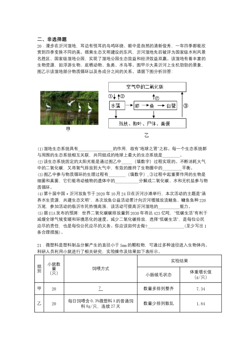 4.7.2探究环境污染对生物的影响-（人教版）（原卷版）_初中全科电子版试卷练习试题_生物_生物人教版7下练习_人教生物7年级下课时练习40份