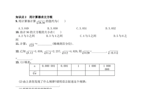 6.2立方根　　同步练习2_初中全科电子版试卷练习试题_数学_7下初中人教版数学练习、试卷_人教数学七年级下课时练习（148份）_同步练习（第3套含答案）（共59份）