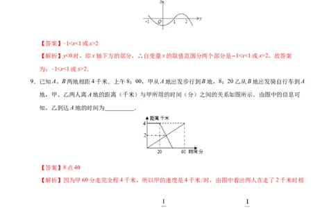 19.1.2函数的图象-八年级数学人教版（解析版）_初中全科电子版试卷练习试题_数学_8下初中人教版数学练习、试卷_人教数学八年级下课时练习（070份）