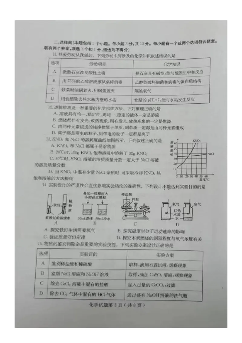 2023烟台化学试卷(图片版)_山东历年中考真题_山东省历年中考真题2013~2024_初中化学历年真题（2013-2024）