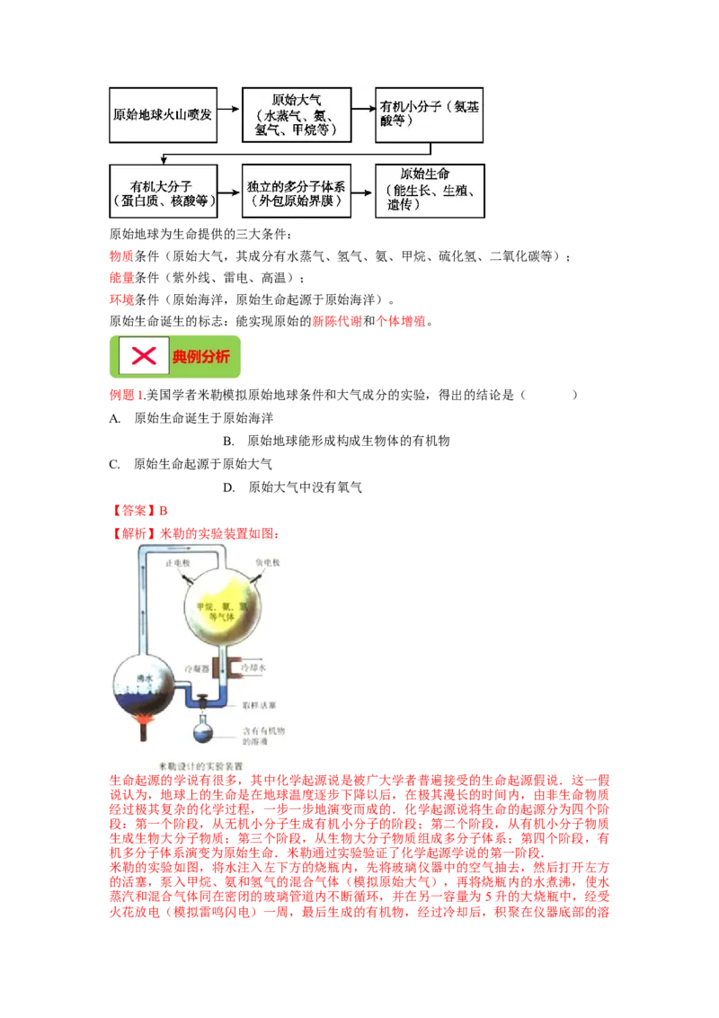 专题08生命起源和生物进化（解析版）-2021-2022学年八年级上学期期末复习之重难点突破（人教版）_初中全科电子版试卷练习试题_生物_生物8上练习_人教生物8年级上专项练习23份