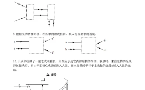 专题06透镜及透镜成像作图（原卷版）_初中全科电子版试卷练习试题_物理_8年级上册物理试题_人教版物理八年级上专项练习（040份）
