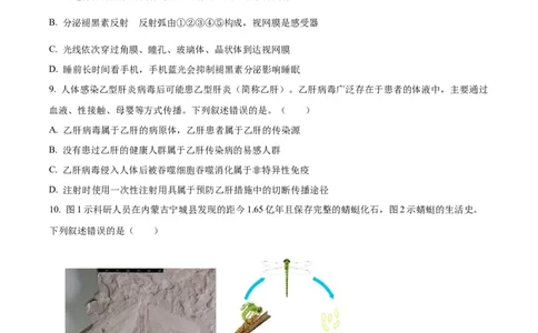 2024年山东省泰安市中考生物真题（原卷版）(1)_山东历年中考真题_山东省历年中考真题2013~2024_初中生物历年真题（2013-2024）