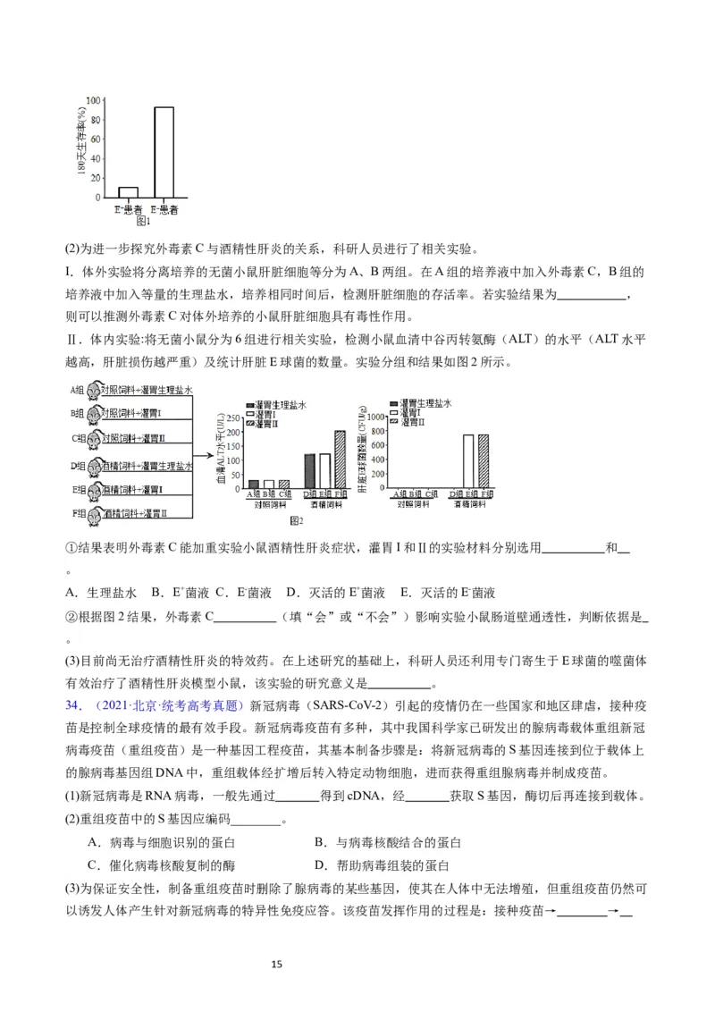 专题16免疫调节-学易金卷：五年（2019-2023）高考生物真题分项汇编（全国通用）（原卷版）_通用版（老高考）复习资料_2024年复习资料