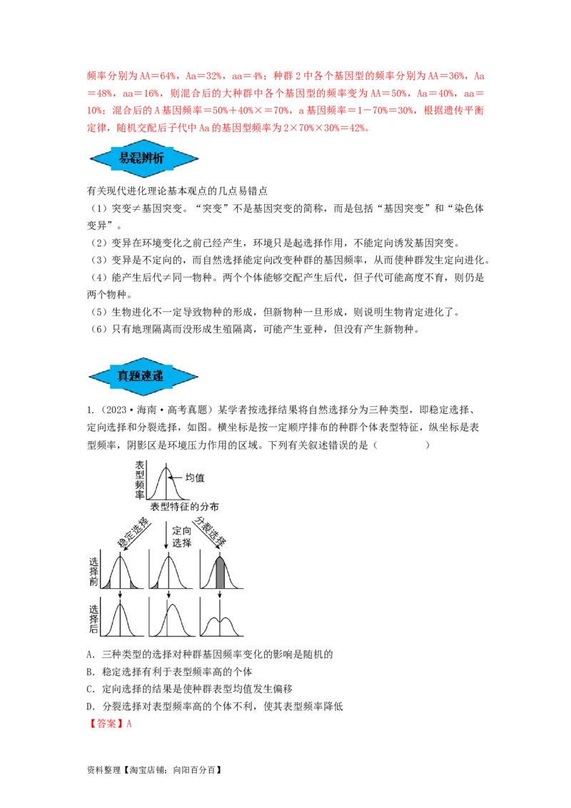 专题22生物的进化（串讲）（解析版）_新高考复习资料_2024年新高考复习资料_一轮复习资料_完备战2024年高考生物一轮复习串讲精练（新高考专用）_串讲_解析版