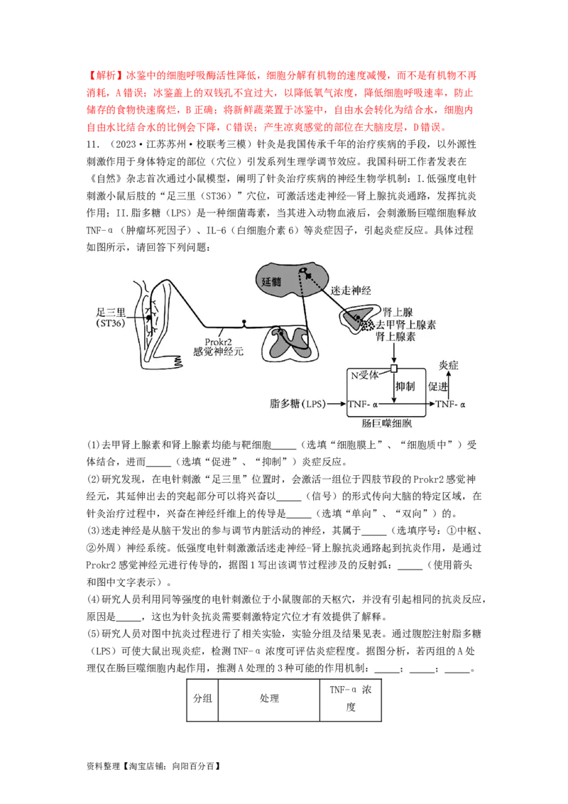专题16内环境稳态和神经调节（解析版）_通用版（老高考）复习资料_2024年复习资料_完备战2024年高考生物一轮复习抢分特训（全国通用）_教师版（含答案解析）