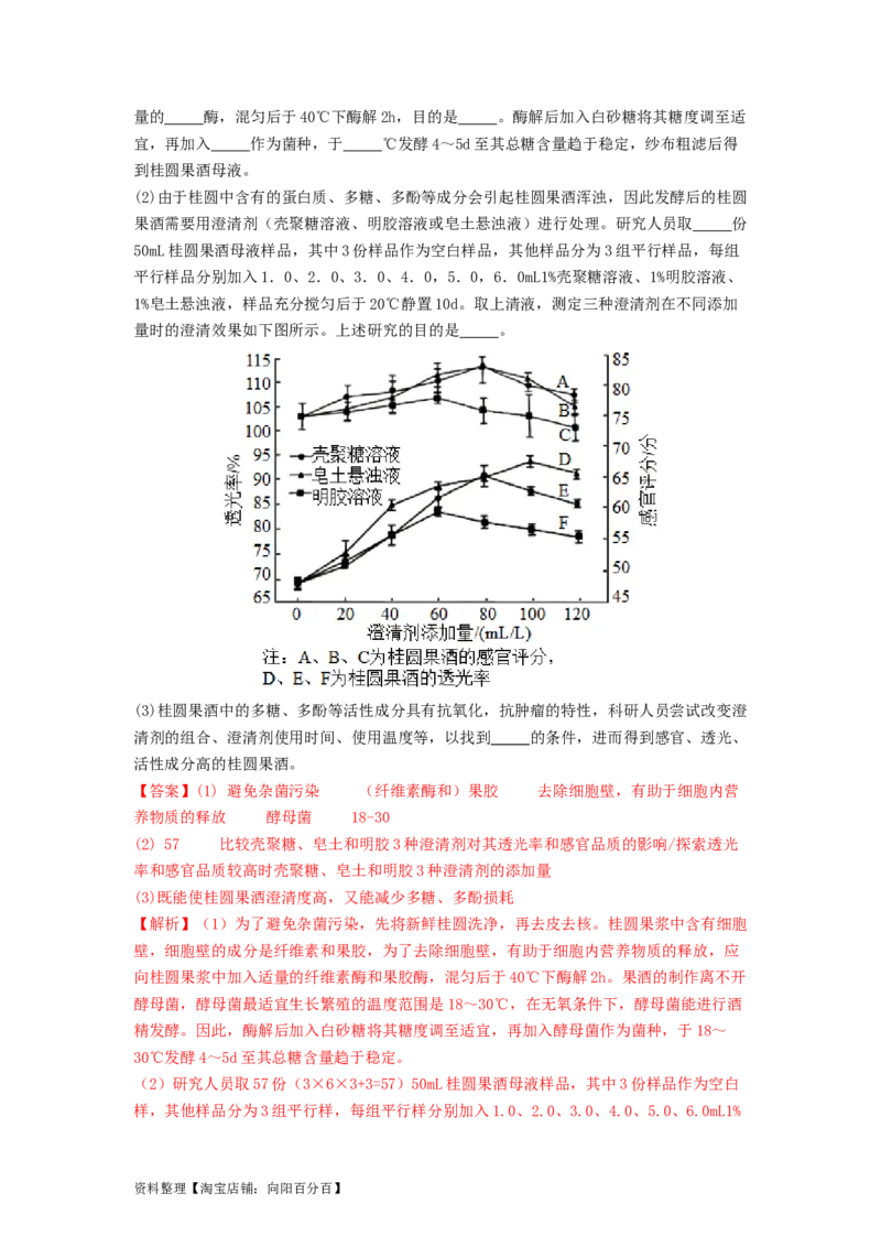 专题21传统发酵技术及应用（解析版）_通用版（老高考）复习资料_2024年复习资料_完备战2024年高考生物一轮复习抢分特训（全国通用）_教师版（含答案解析）