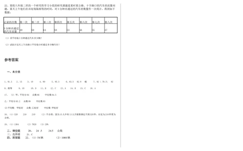 20.1数据的代表同步练习_初中全科电子版试卷练习试题_数学_8下初中人教版数学练习、试卷_人教数学八年级下课时练习（070份）_同步练习（第2套含答案）（共46份）