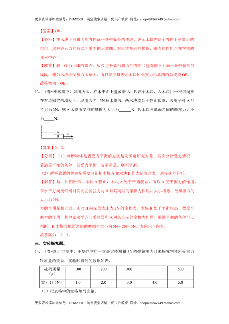 专题01三种力的现象及辨析（解析版）_初中全科电子版试卷练习试题_物理_8年级下册物理试题_人教版物理八年级下专项练习（029份）