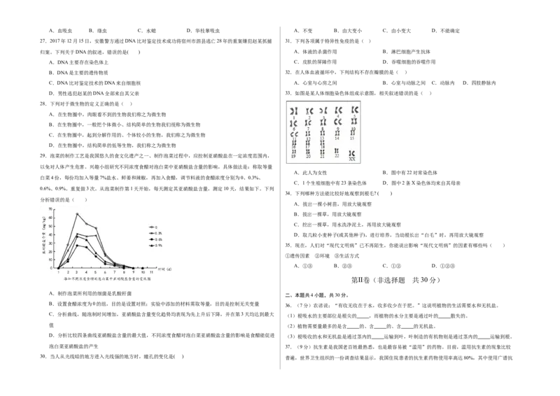 2024年中考押题预测卷01（海南卷）-生物（考试版A3）_初中全科电子版试卷练习试题_生物_2024中考模拟题生物(1)_押题预测