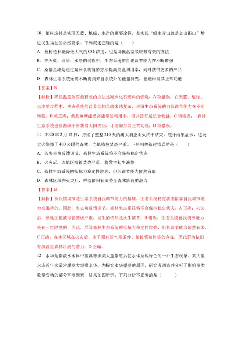 专题31生态系统的稳定性与环境保护（教师版）_新高考复习资料_2023年新高考复习资料_二轮复习_增分要点2023高考生物二轮复习专题解读和分层训练291073137