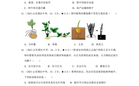 生物&mdash;&mdash;山东省烟台市pdf版，含答案全解全析(1)_山东历年中考真题_山东省历年中考真题2013~2024_初中生物历年真题（2013-2024）