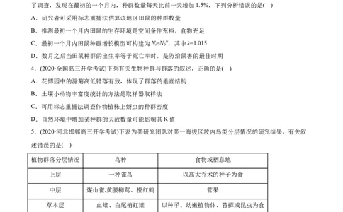 专题16种群、群落-2021年高考生物真题与模拟题分类训练（学生版）_新高考复习资料_2023年新高考复习资料_一轮复习_2023年新高考大一轮复习讲义_赠2021年高考生物真题与模拟题分类训练