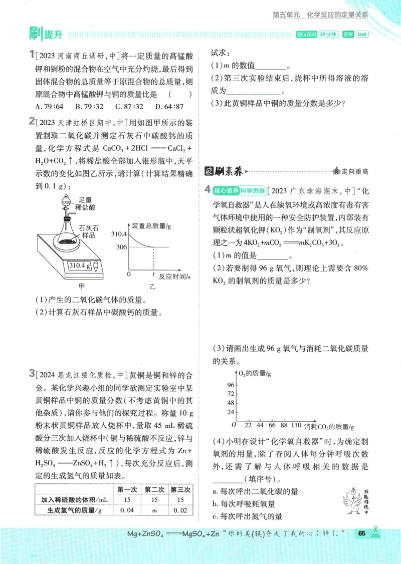 2025版《初中必刷题》化学RJ9上_初中全科电子版试卷练习试题_25初中必刷题_2025版《初中必刷题》化学RJ9上