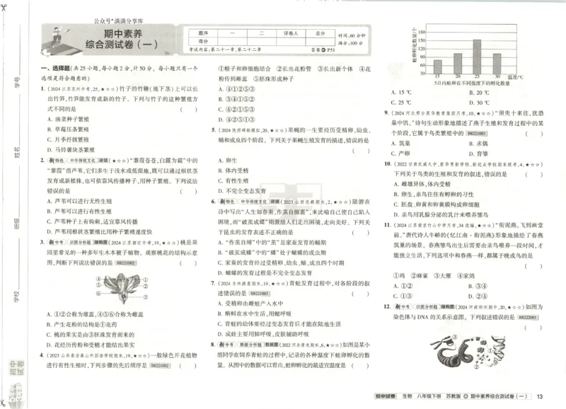 2025春53初中试卷生物苏教版8年级下册(1)_初中全科电子版试卷练习试题_初中全科《53中考试卷》2025版（多版本）