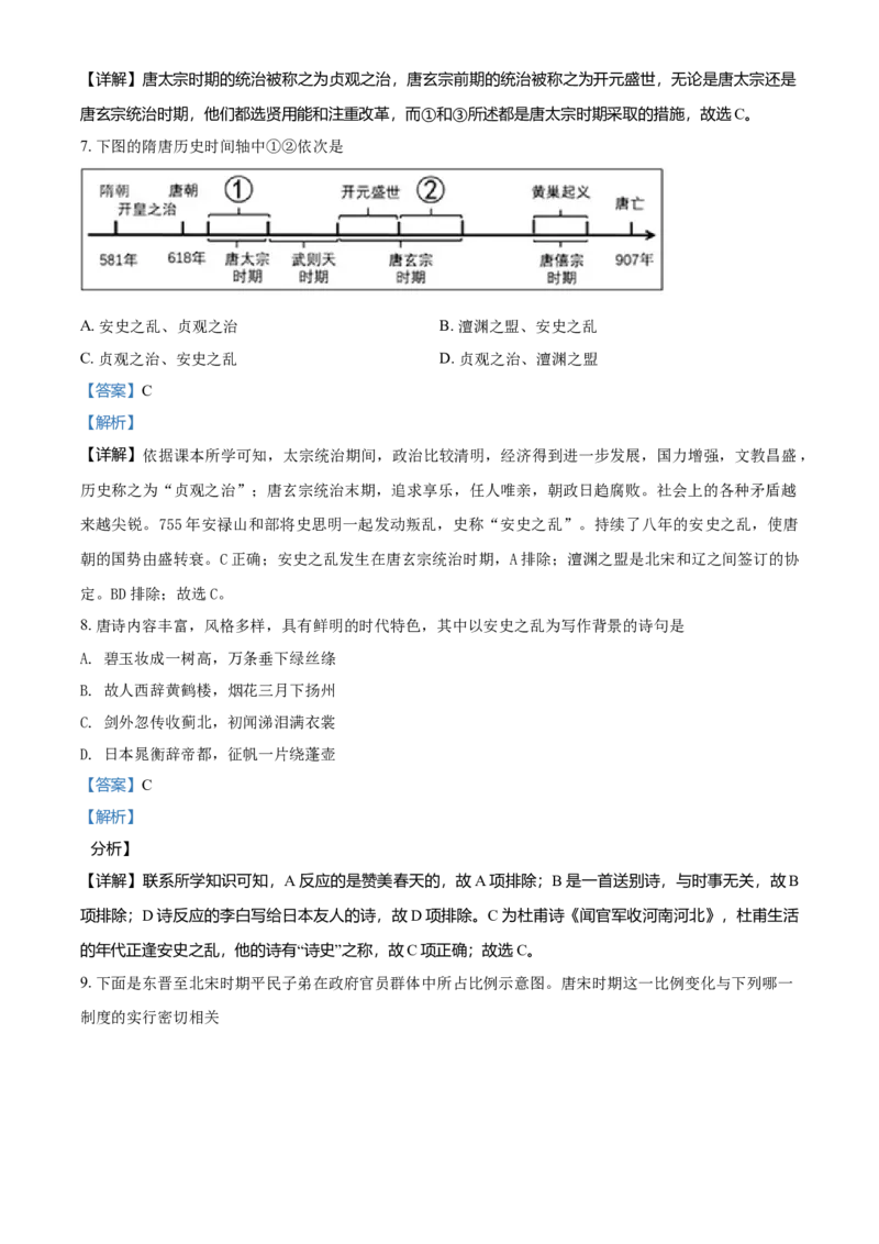 2.七年级下学期期中历史试题（解析版）_初中全科电子版试卷练习试题_历史_历史人教版7下试卷_部编人教版历史7年级下期中试卷13份