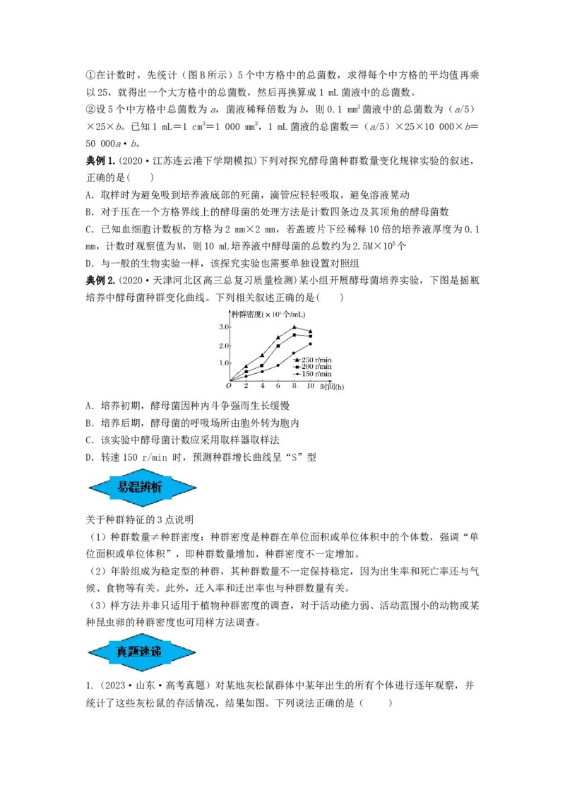 专题28种群的特征和数量变化（串讲）（原卷版）_新高考复习资料_2024年新高考复习资料_一轮复习资料_完备战2024年高考生物一轮复习串讲精练（新高考专用）_串讲