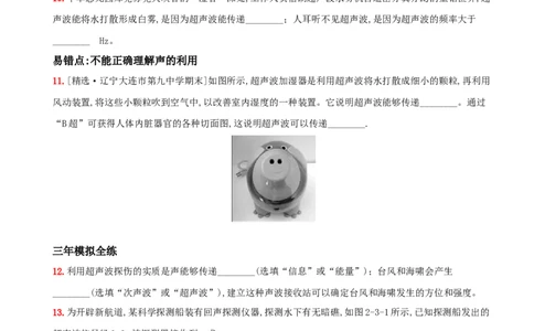 2.3声的利用－八年级物理上册新视角培优集训（人教版）_初中全科电子版试卷练习试题_物理_8年级上册物理试题_人教版物理八年级上课时练习（104份）_课时练习第3套26