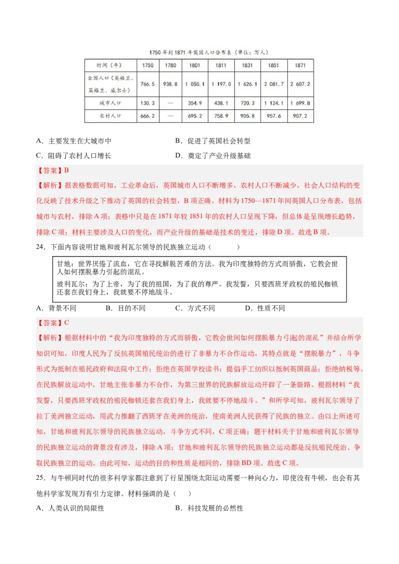 2024年中考押题预测卷02（福建卷）-历史（全解全析）_初中全科电子版试卷练习试题_历史_2024中考模拟题历史(1)_押题预测