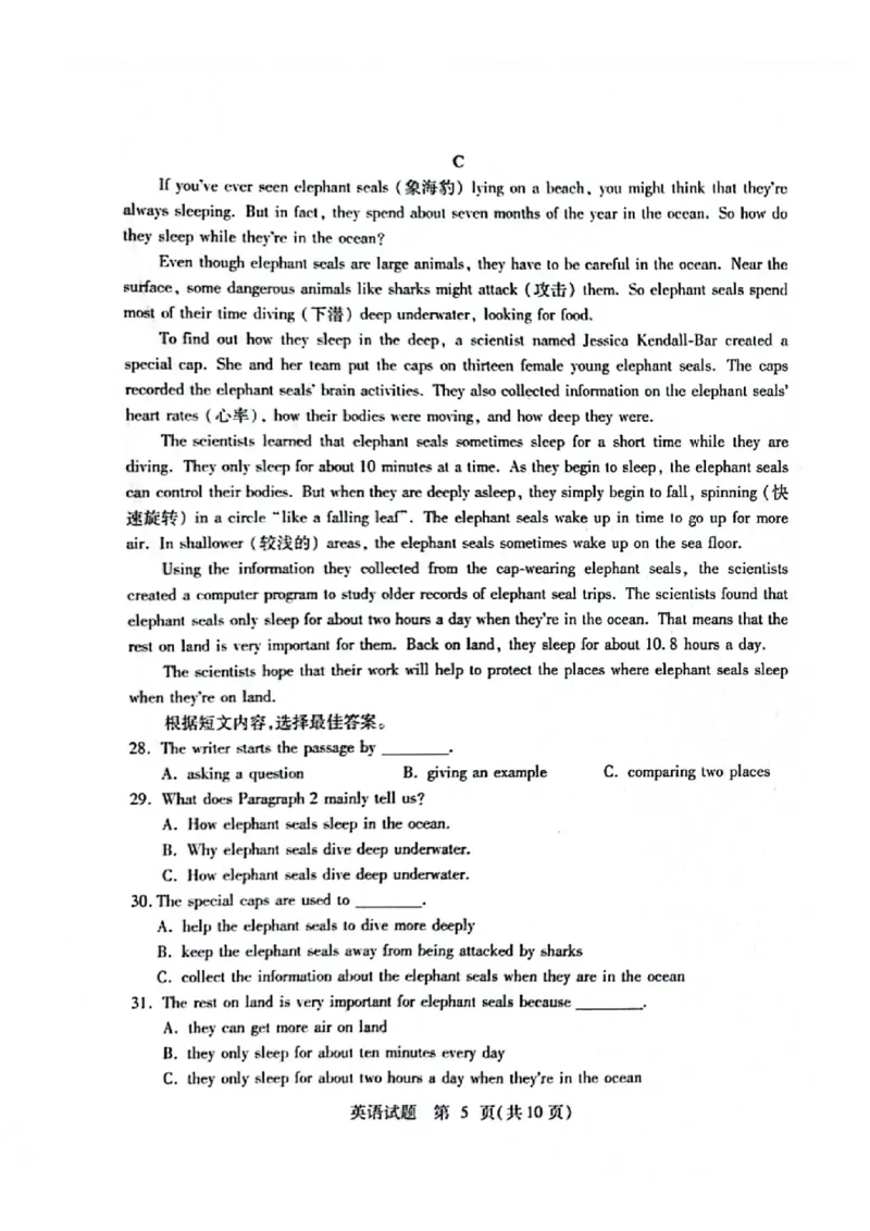 2023山东临沂英语试卷(PDF版)_山东历年中考真题_山东省历年中考真题2013~2024_初中英语历年真题（2013-2024）