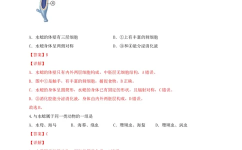 专题01无脊椎动物-（人教版）（解析版）_初中全科电子版试卷练习试题_生物_生物8上练习_人教生物8年级上专项练习23份_第1套八年级生物上册专项（人教版）09份