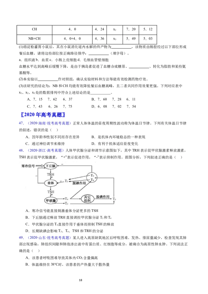 专题15体液调节-学易金卷：五年（2019-2023）高考生物真题分项汇编（全国通用）（原卷版）_通用版（老高考）复习资料_2024年复习资料