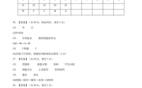 七年级生物期末模拟卷02（参考答案）（人教版2024）_初中全科电子版试卷练习试题_生物_生物人教版7上练习&mdash;24新版已更新_人教生物7年级上期末试卷11份