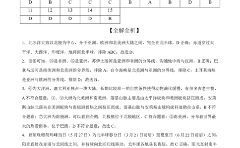 2022年全国名校七年级单元测试仿真卷&middot;地理卷（九）（全解全析）_初中全科电子版试卷练习试题_地理_人教地理7上试题试卷_人教地理7年级上专项练习17份