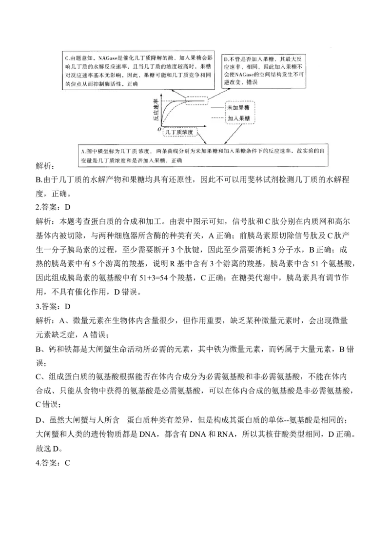 专题1细胞的分子组成（选择题）&mdash;&mdash;2025届高考生物学模块考前抢分练新高考版（含解析）_2025年新高考资料_二轮复习