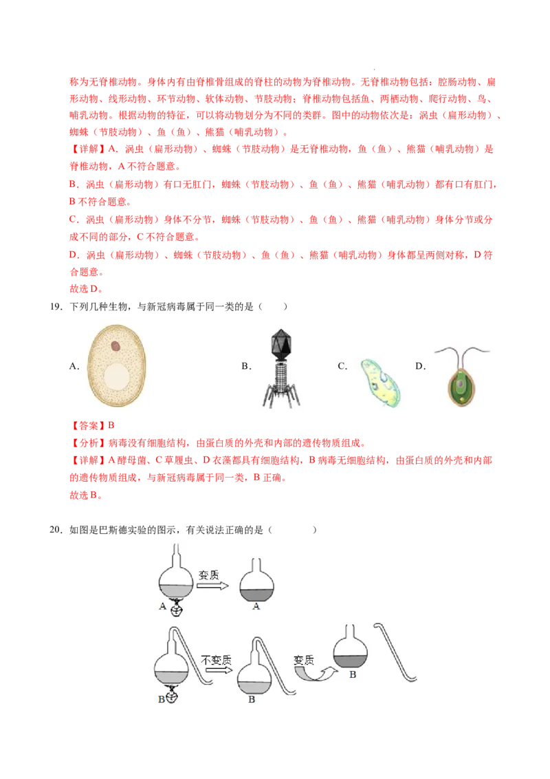 七年级生物期末模拟卷02（全解全析）（人教版2024）_初中全科电子版试卷练习试题_生物_生物人教版7上练习&mdash;24新版已更新_人教生物7年级上期末试卷11份