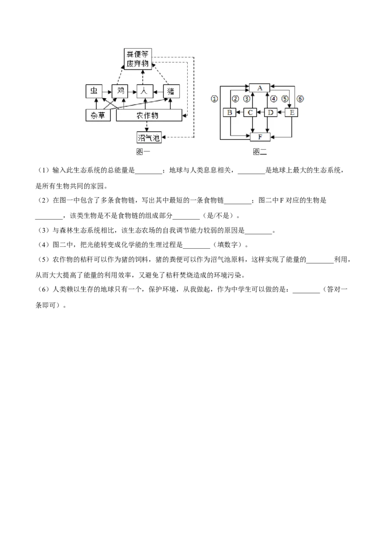 4.7.3拟定保护生态环境的计划（原卷版）_初中全科电子版试卷练习试题_生物_生物人教版7下练习_人教生物7年级下课时练习40份_第2套七年级生物下册课时练习（人教版）20份