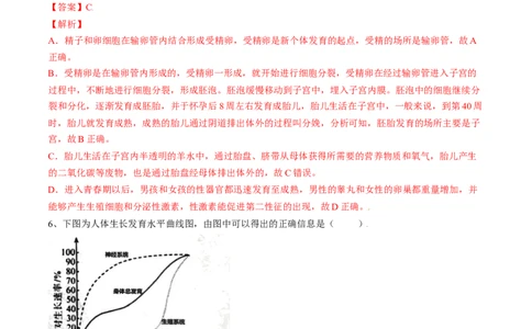 4.1.3青春期（解析版）_初中全科电子版试卷练习试题_生物_生物人教版7下练习_人教生物7年级下课时练习40份_第2套七年级生物下册课时练习（人教版）20份