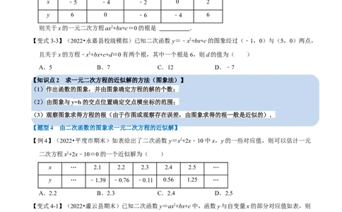 专题22.4二次函数与一元二次方程六大题型（人教版）（原卷版）_初中全科电子版试卷练习试题_数学_9上初中人教版数学练习、试卷_人教数学九年级上专项练习（028份）