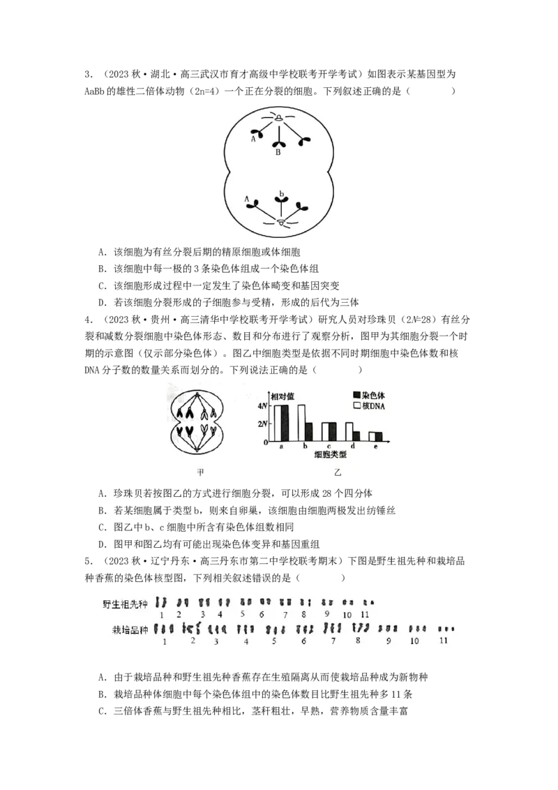 专题15变异、育种和进化（原卷版）_通用版（老高考）复习资料_2024年复习资料_完备战2024年高考生物一轮复习抢分特训（全国通用）