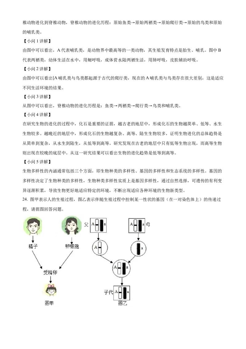 10八年级下学期期末生物试题（解析版）_初中全科电子版试卷练习试题_生物_生物8下练习_人教生物8年级下期末试卷12份