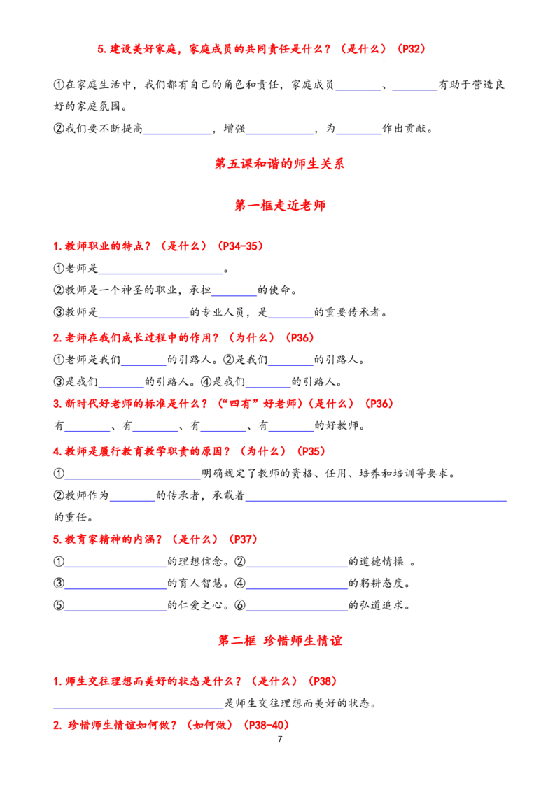 七年级上册单元核心知识梳理（学生版）21页2024秋季新版_初中全科电子版试卷练习试题_政治_道法人教部编7上试卷&mdash;24新版已更新_统编道法7年级上知识总结02份