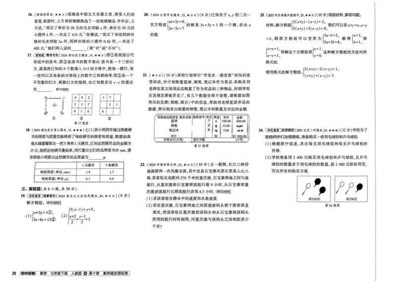 2025春53初中试卷数学人教版7年级下册_初中全科电子版试卷练习试题_初中全科《53中考试卷》2025版（多版本）_2025春53初中试卷7年级下册人教版(1)