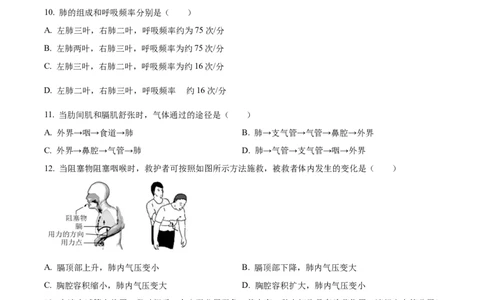 4七年级下学期期中生物试题（原卷版）_初中全科电子版试卷练习试题_生物_生物人教版7下练习_人教生物7年级下期中试卷07份
