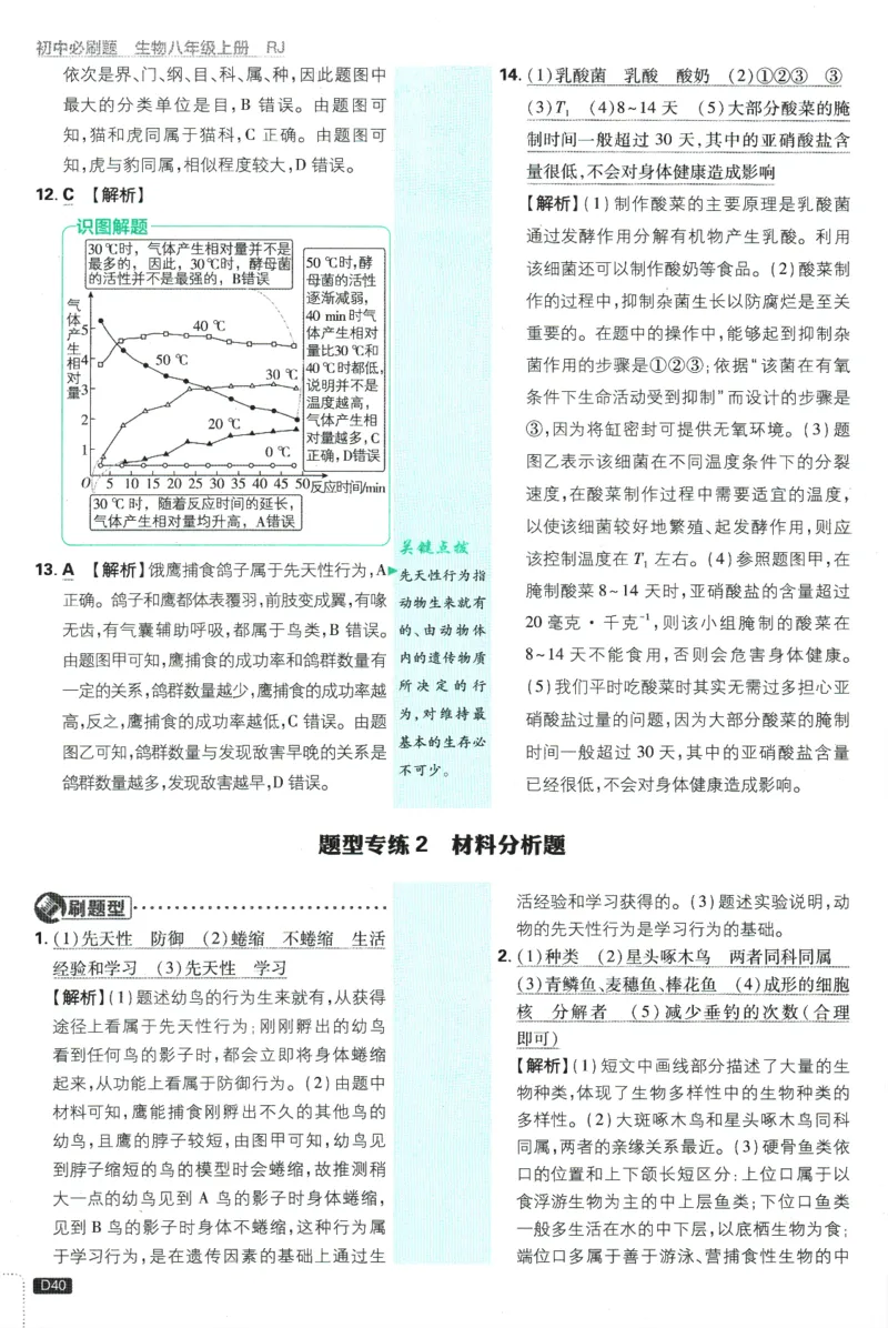 2025版《初中必刷题》生物RJ8上-批注式详答与详析_初中全科电子版试卷练习试题_25初中必刷题_2025版《初中必刷题》生物RJ8上