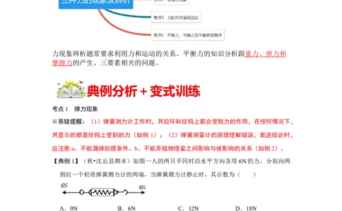 专题01三种力的现象及辨析（原卷版）_初中全科电子版试卷练习试题_物理_8年级下册物理试题_人教版物理八年级下专项练习（029份）