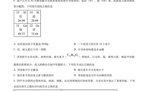 2025年山东省烟台市中考化学真题（原卷版）_山东历年中考真题_山东省2025中考题_烟台